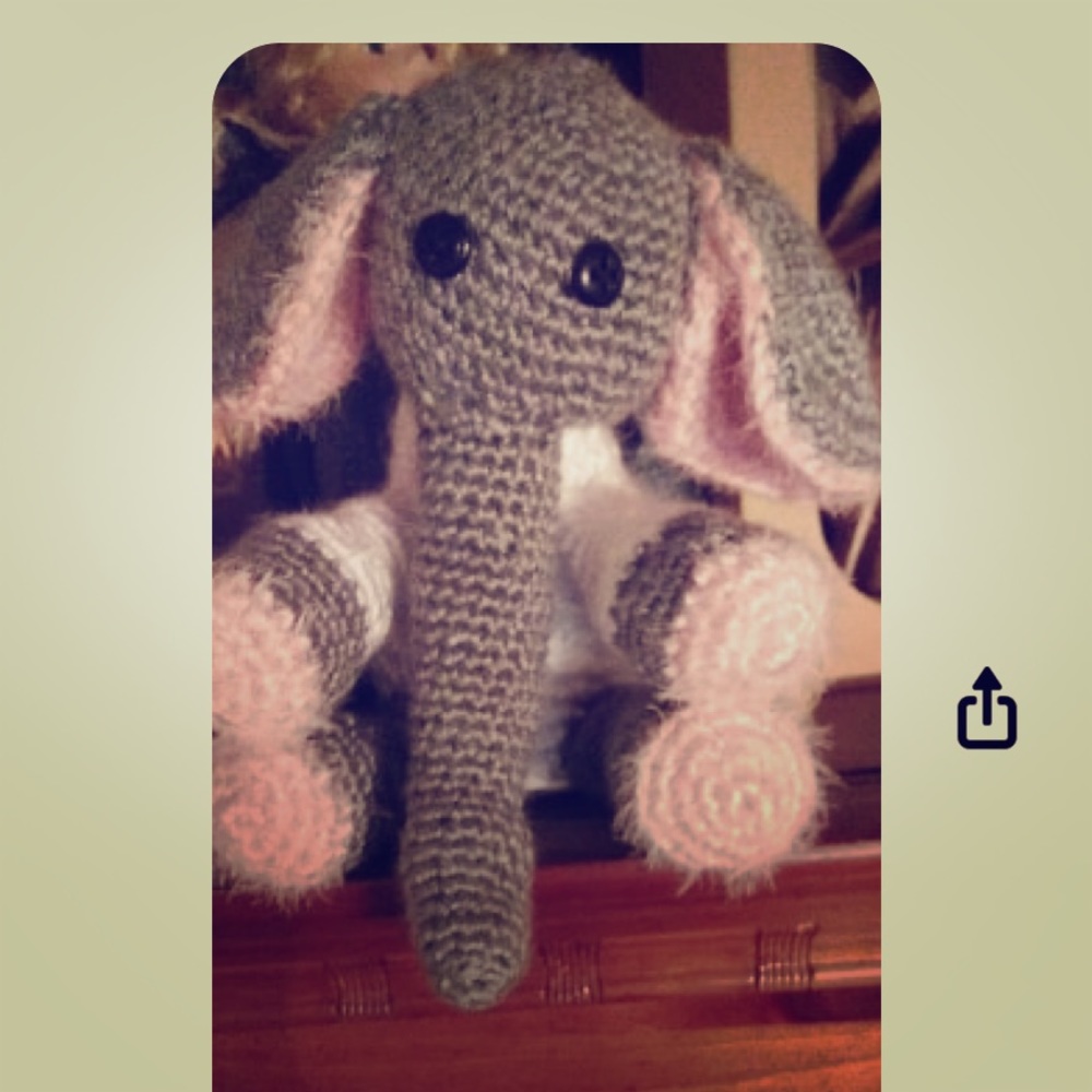 Handmade, Crochet Elephant Stuffed Animal